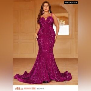 Hot Pink Sequin Formal Gown